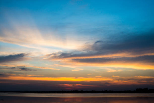 Beautiful nature landscape with sunset over sea.