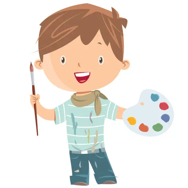 Vector illustration of Boy art painter