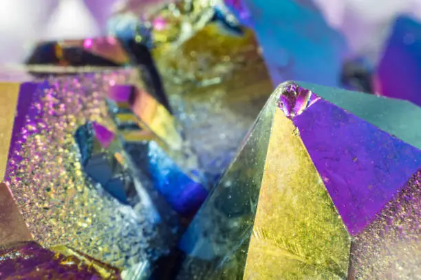 Beautiful Rainbow Titanium Aura Crystal Close up