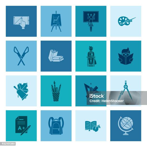 School And Education Icons Stock Illustration - Download Image Now - Artist's Palette, Back, Back to School