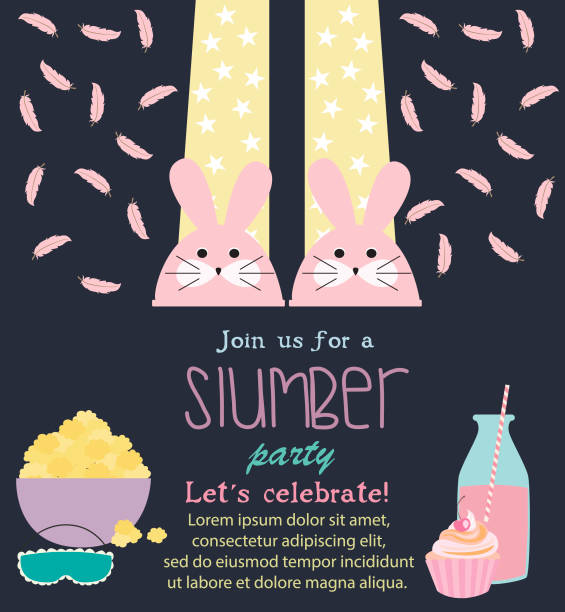 Pajama Sleepover Kids' Party Invitation Card or Poster Template. Pajama Sleepover Kids' Party Invitation Card or Poster Template. Vector illustration slumber party stock illustrations