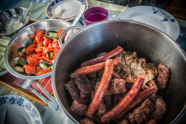 Barbecued Meat and Salad