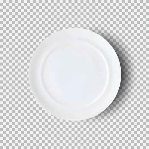Vector illustration of White plate isolated on transparent background