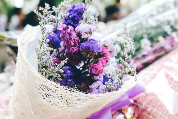 istock Violet flower bouquet in vintage style. 932117764