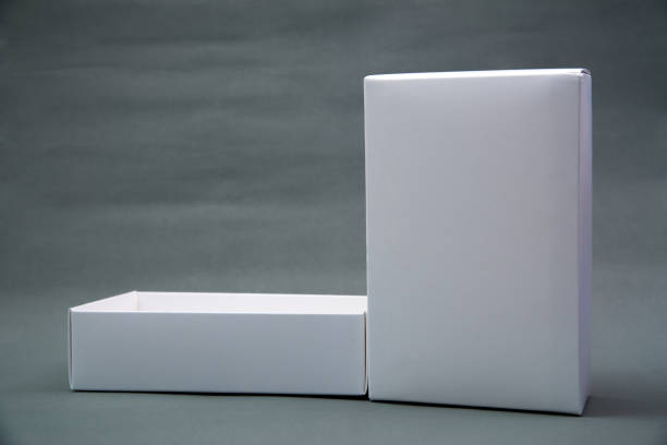 istock Empty Package white cardboard box or tray  for product on grey background. 932120760