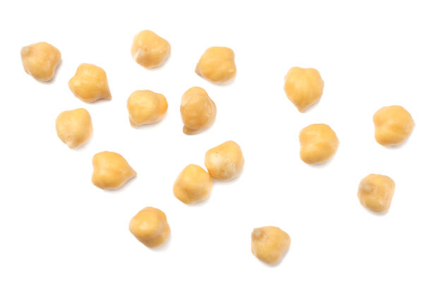 istock chickpeas isolated on white background. top view 932121290
