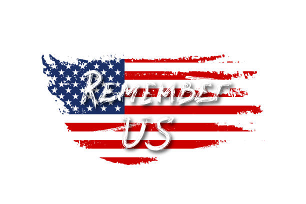 istock Vintage USA flag with Remember US text. Vector American flag on grunge texture. T-shirt or mug print design. 932124662