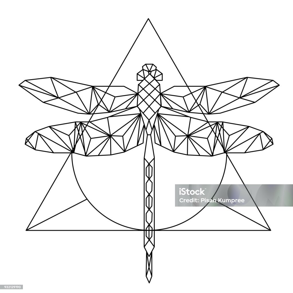 Geometric Dragonfly Pattern Modern Geometry Dragonfly Tattoo Design Triangle Background Vector ...