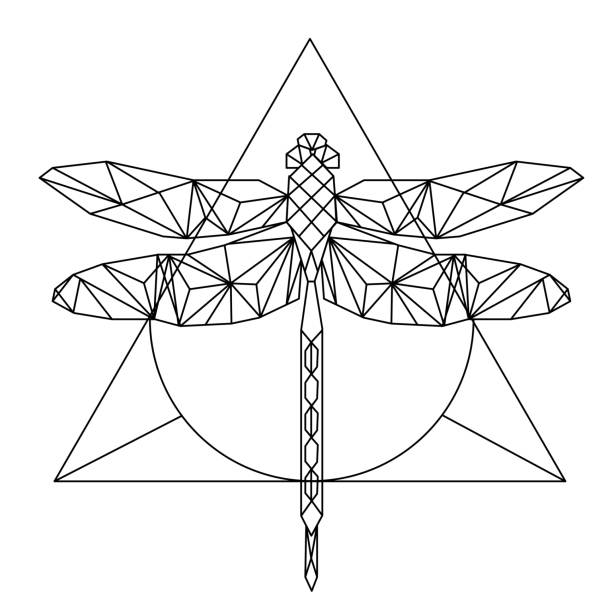 Modern Geometry Dragonfly Tattoo Design Triangle Background Vector Image Modern Geometry Dragonfly Tattoo Design Triangle Background Vector Image animall stock illustrations