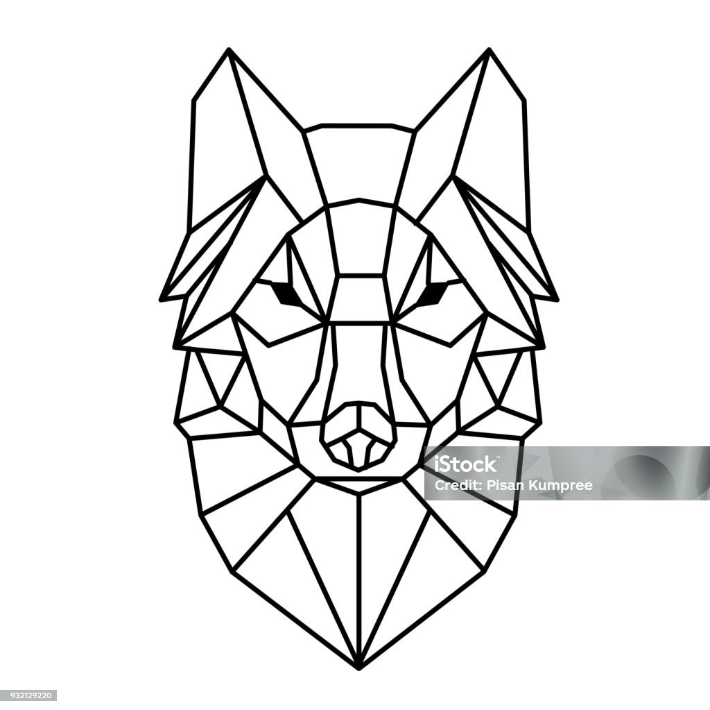Modern Geometry Wolf Design Tattoo Vector Image Wolf stock vector
