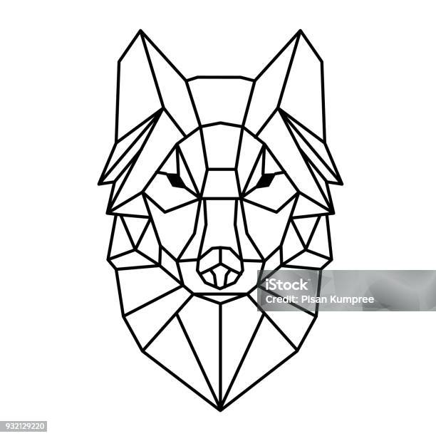 Modern Geometry Wolf Design Tattoo Vector Image Stock Illustration - Download Image Now - Wolf, Head, Triangle Shape