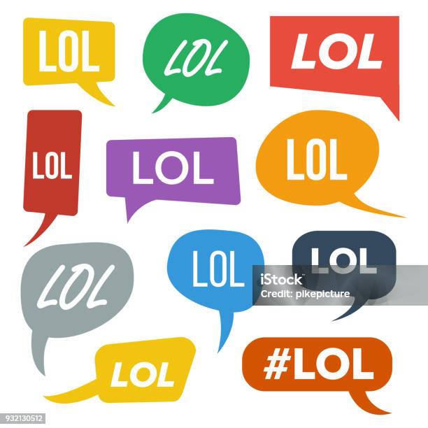 Lol Speech Bubbles Vector Fun Symbol Emotion Facial Expression Expressions Lol Stickers Teen Slang Abbreviations Illustration Stock Illustration - Download Image Now