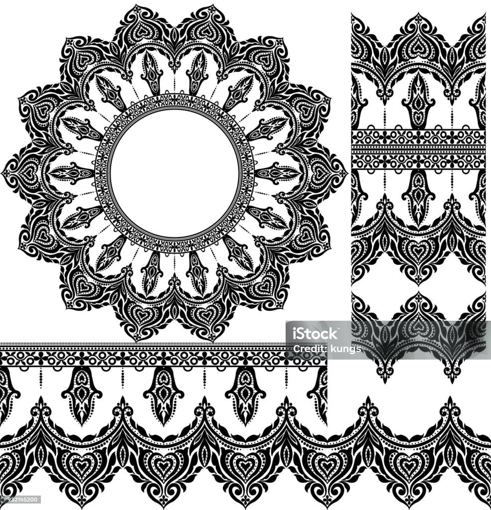 Vector Set Of Design Elements Seamless Texture Borders Framesvector ...