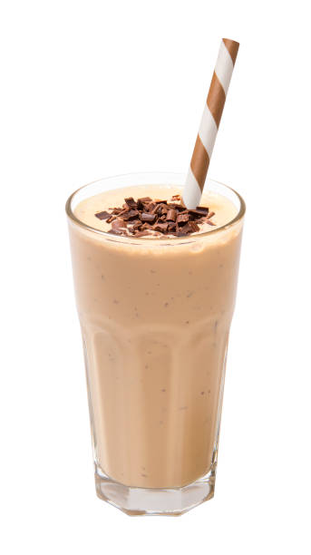 glass chocolate smoothie isolated stock photo