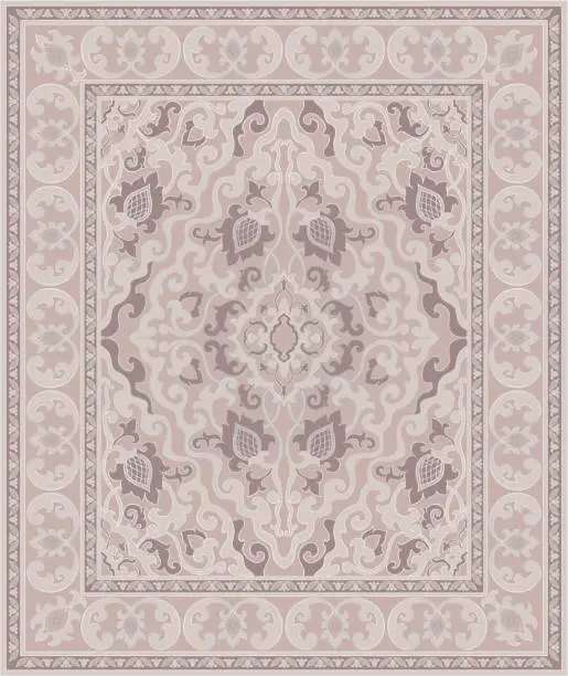 Vector illustration of Beige oriental carpet.