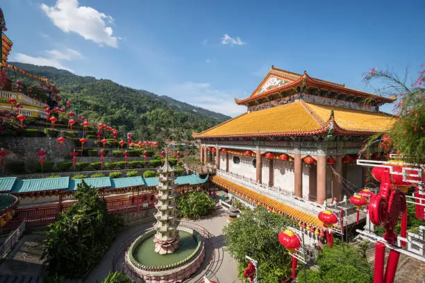 George Town, Penang, Malaysia: Inside the Buddhist Kek Lok Si temple, the largest Buddhist temple in Malaysia.
