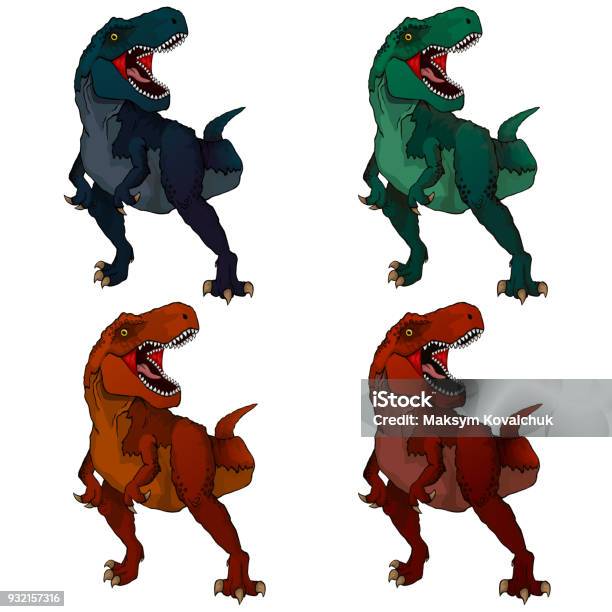 Isolated Illustration Of A Cartoon Tyrannosaur Stock Illustration - Download Image Now - Tyrannosaurus Rex, Dinosaur, Vector
