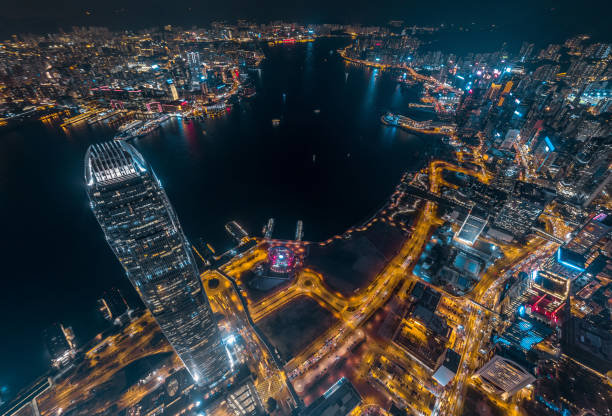istock Aerial view Hong Kong Night 932157490