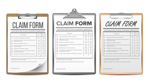 istock Claim Form Set Vector. Business Agreement. Legal Document. Insurance. Realistic Illustration 932166476