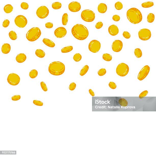 Vector Gold Coins Falling Background Finance Graphic Stock Illustration - Download Image Now