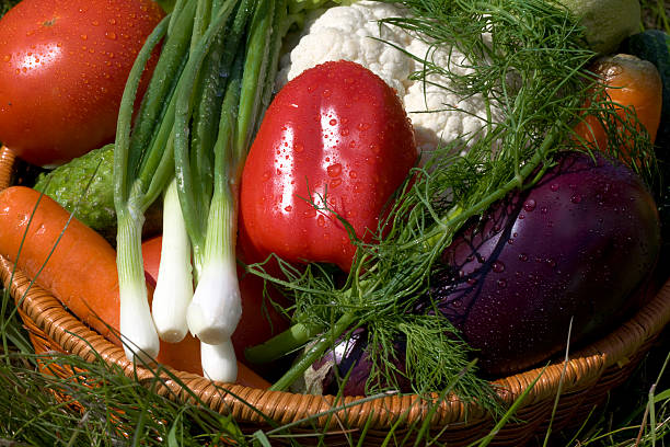 cesta con verduras - blotty fotografías e imágenes de stock