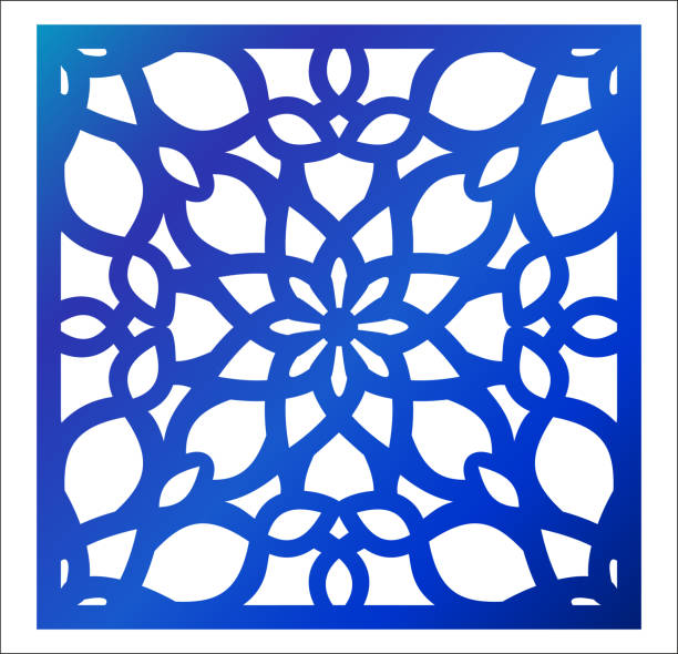 istock Laser cutting square panel. Fretwork floral pattern with mandala. Favor or gift box silhouette ornament. Vector coaster design for paper cutting, metal and woodcut. 932193822