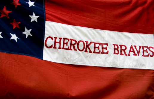 The flag carried by Cherokee Indians who were fighting with the south during the American Civil War.