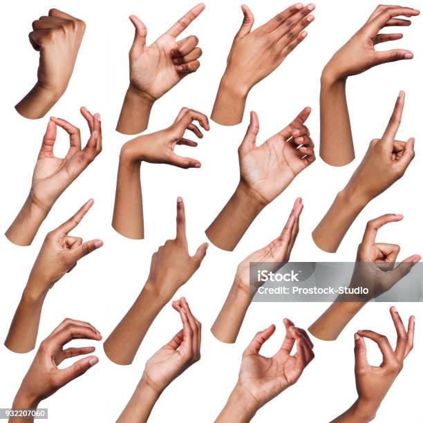 Der Schwarze Weibliche Hände Zeigen Symbole Festlegen Stockfoto und mehr Bilder von Hand