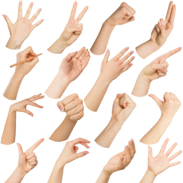 istock Set of white female hands showing symbols 932207086