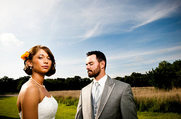 Man and woman in formal clothes stock photo