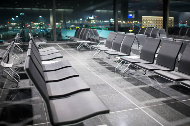 istock Empty chairs at Frankfurt Airport, Germany 932207696