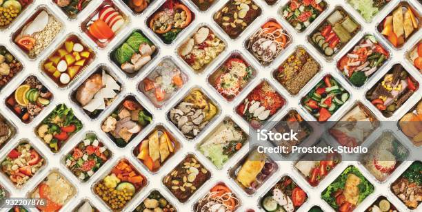 Set Of Take Away Food Boxes At White Background Stock Photo - Download Image Now - Food, Meal, Take Out Food