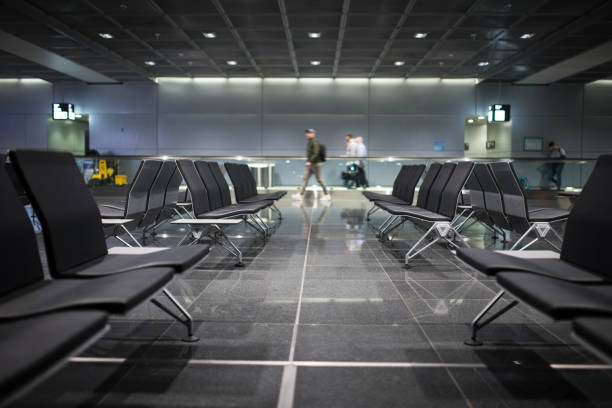 Frankfurt Airport, Germany: Empty chairs at the Frankfurt Airport at night.