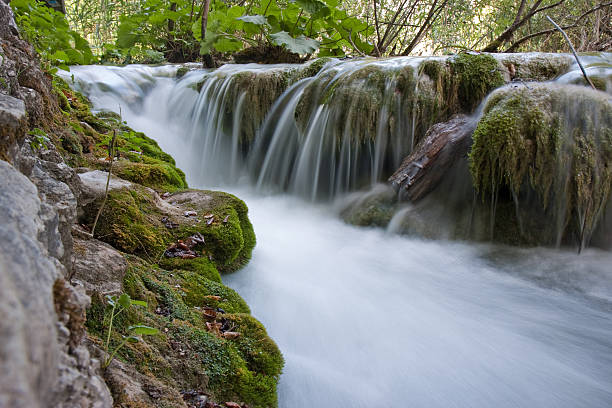 Long exposure image of waterfall in Plitvice lake stock photo