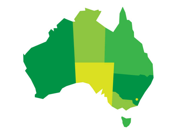 澳大利亞向量綠色空白地圖 - 澳洲南部 插圖 幅插畫檔、美工圖案、卡通及圖標
