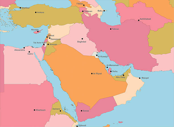 Middle East Map vector art illustration