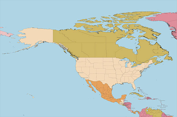 North America Map vector art illustration