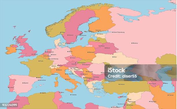 Подробная Карта Европы Проверить Описание — стоковая векторная графика и другие изображения на тему Глобус - Глобус, Франция, Швеция