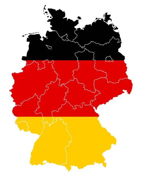 Vector illustration of Map and flag of Germany