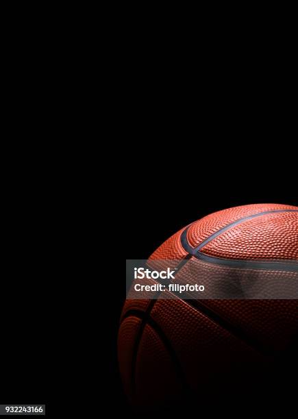 Basketball Isolated On Black Stock Photo - Download Image Now - Basketball - Ball, Basketball - Sport, Vertical