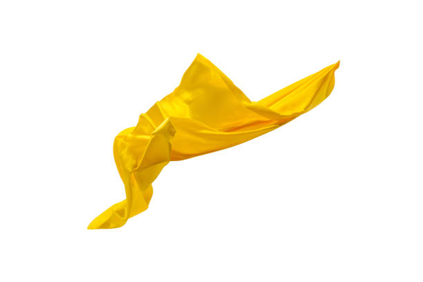 istock Smooth elegant transparent yellow cloth separated on white background 932248872