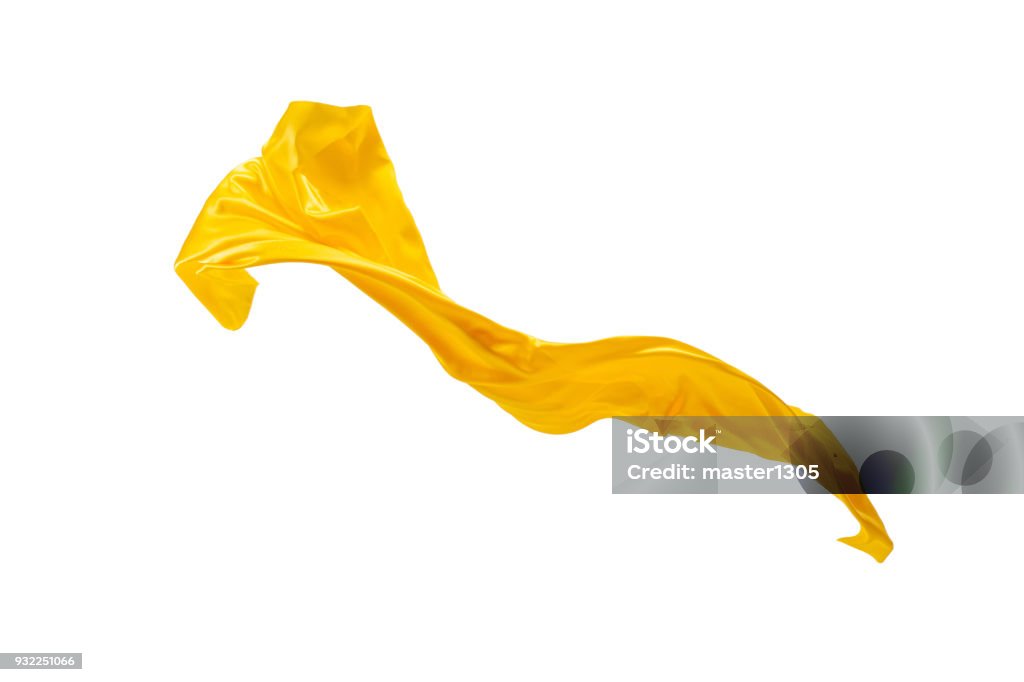Paño amarillo transparente elegante suave separadas sobre fondo blanco - Foto de stock de Textil libre de derechos