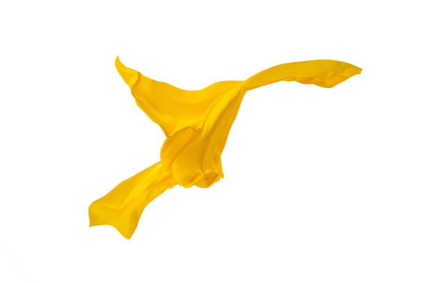 istock Smooth elegant transparent yellow cloth separated on white background 932251098