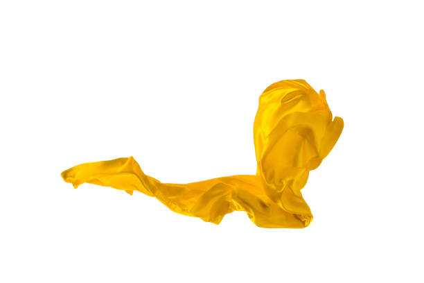 istock Smooth elegant transparent yellow cloth separated on white background 932251214