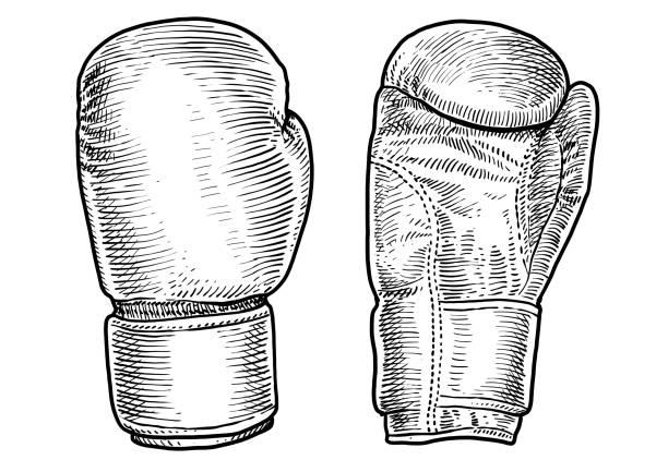 권투 장갑 일러스트 레이 션, 드로잉, 판화, 잉크, 라인 아트, 벡터 - conflict boxing glove classic sport stock illustrations