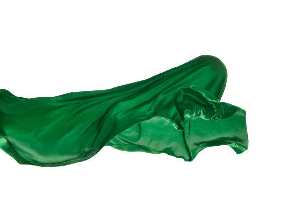 istock Smooth elegant transparent green cloth separated on white background 932262842