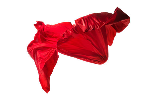 glattes eleganten transparentes roten tuch getrennt auf weißem hintergrund - red veil stock-fotos und bilder