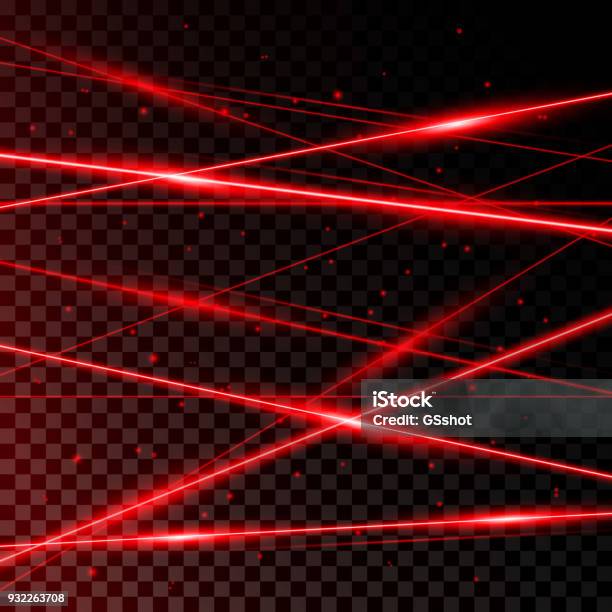 Faisceaux Laser Rouge Vecteurs libres de droits et plus d'images vectorielles de Laser - Laser, Rouge, Fond