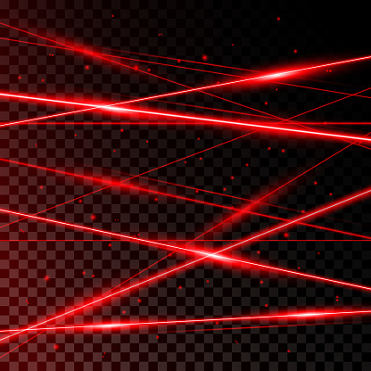 Background from Red Laser Beams on transparent black background.