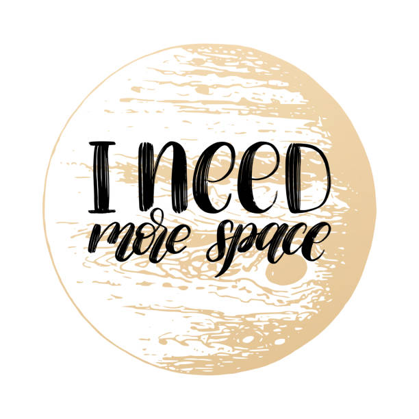 istock Hand lettering I Need More Space on white background. Drawn vector illustration of Jupiter planet.Calligraphy typography 932270872